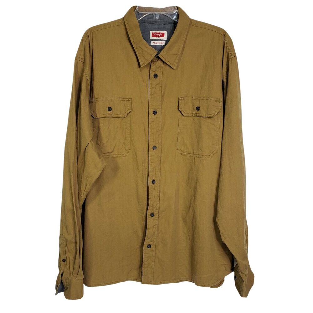 Wrangler Men's Shirt Size 2XL Flex for Comfort Button Long Sleeve Stretch Woven